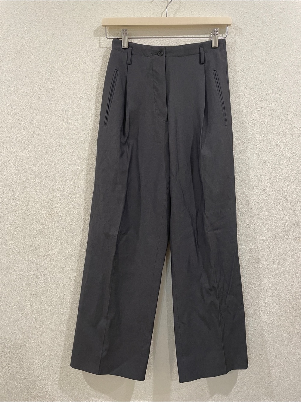 Bottega Veneta Virgin Wool Blend Charcoal Grey Pleated Trousers Menswear Size 38